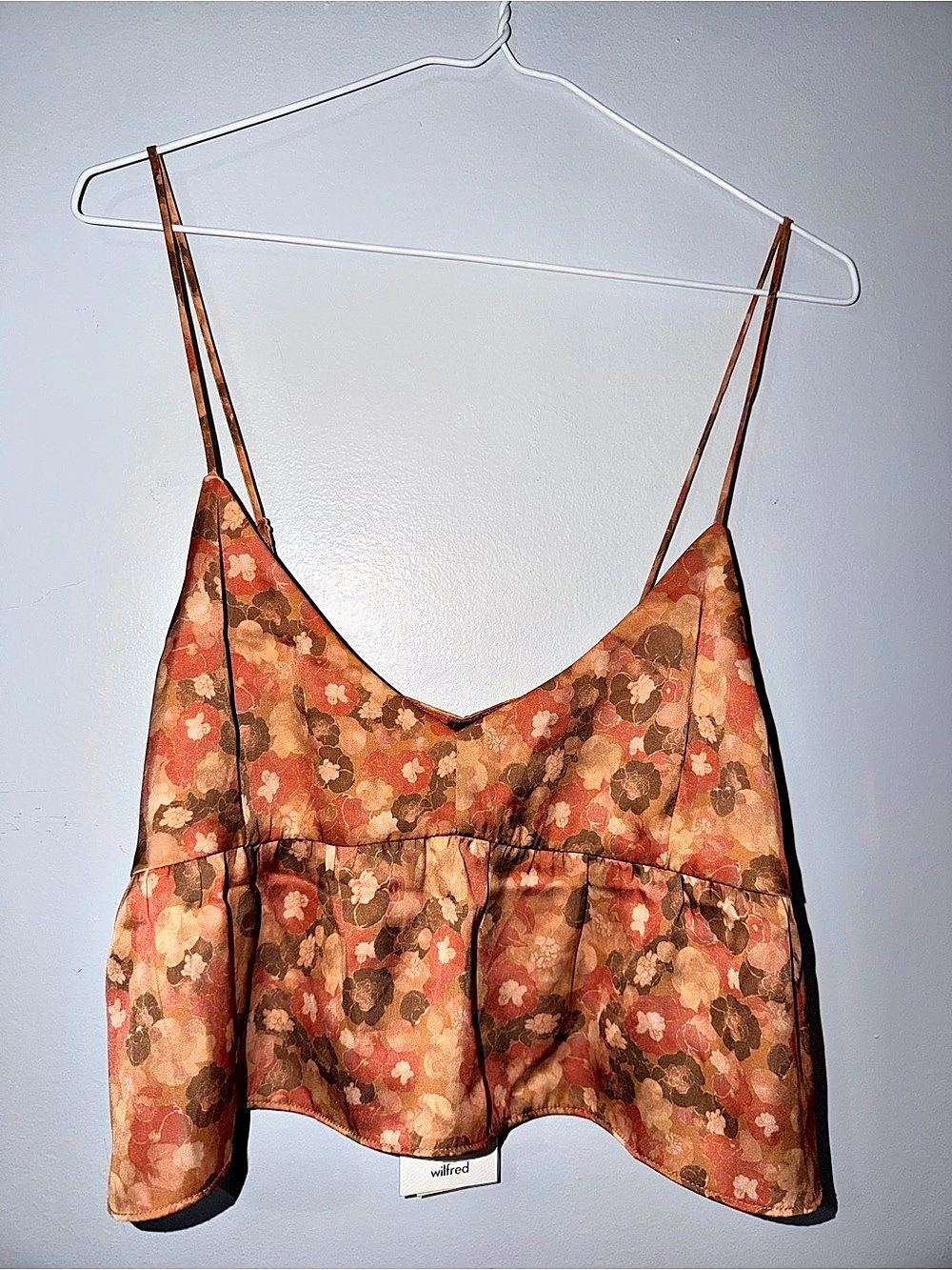 Wilfred Lover Camisole Floral Crop Top Brown & Pink